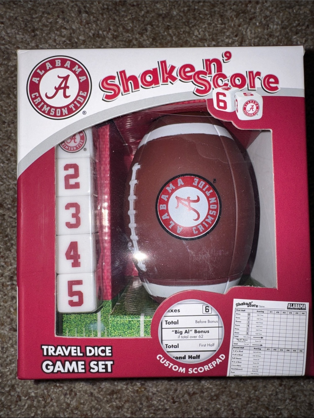 University of Alabama Crimson Tide Shake n’ Score Travel Dice Game Set NEW